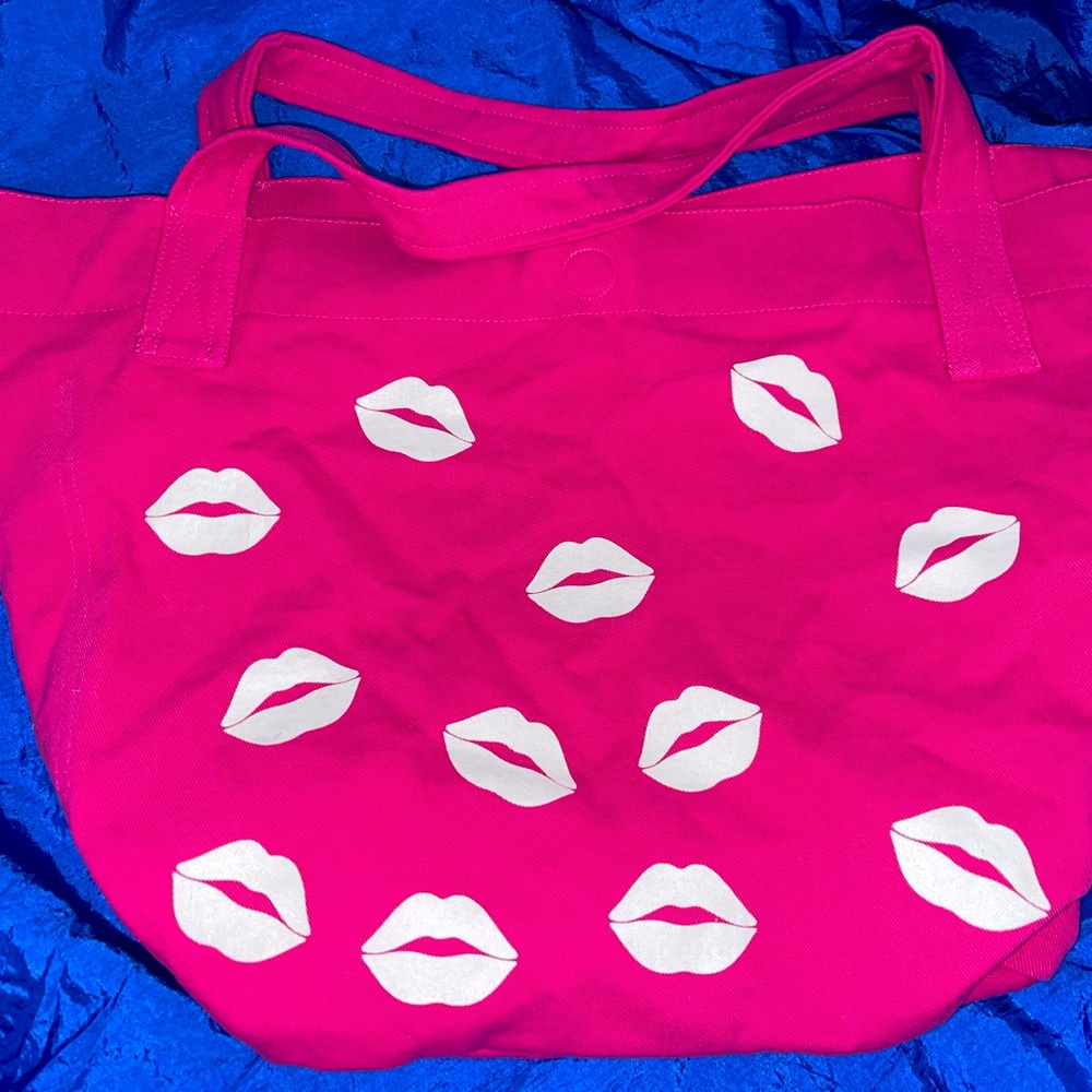 Lauren Moshi Beverly Hills Hot Pink Lips Tote Bag